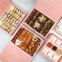 Boîte cadeau en papier personnalisée pour présentation alimentaire, avec compartiments et fentes, pour crêpes, croissants, biscuits, desserts, brunch et plateaux de dégustation