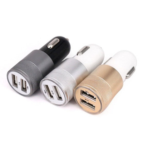 Cargador de coche con doble USB, aleación de aluminio, entrada de 12-24V, diseño tipo bala para cargar teléfonos - Product Image 1
