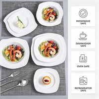 Assiettes en porcelaine à bords carrés, assiette à dîner 10,5 pouces, assiette à dessert 8 pouces, assiette à soupe 9 pouces, écologiques, contemporaines, pour restaurant et maison