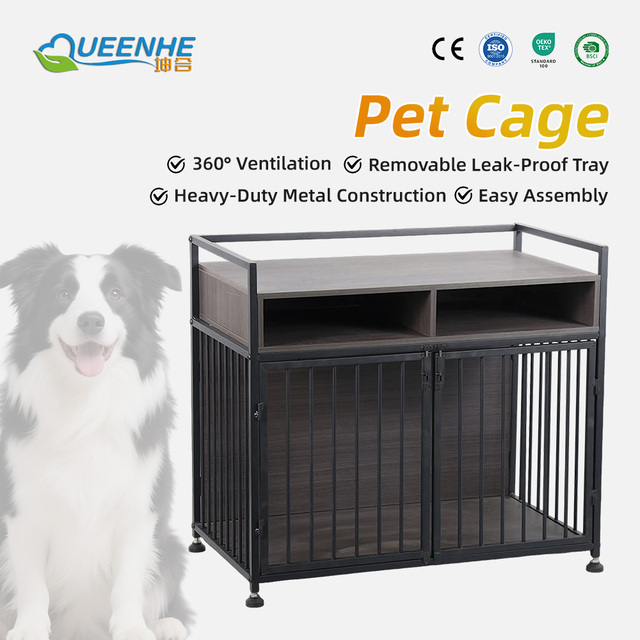 Multifunctional Dog Kennel Sturdy Stainless Steel Playpen with Button Closure Multiple Stackable Crate for Puppy Care