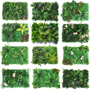 Panneau mural en plastique pour fausses plantes, gazon vert, décoratif Vertical, bon marché, 1 pièce