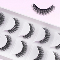 5 paires de faux cils segmentés en faux vison naturel, souples et légers, avec bande noire naturelle, pour maquillage quotidien 3D S01