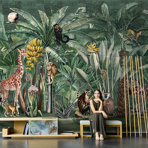 Impression personnalisée de paysages naturels, feuilles vertes, fleurs, décorations murales florales tropicales, peinture de montagne - Product Image 3