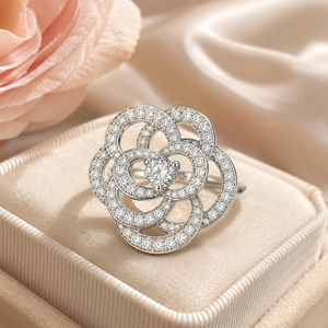 Anello con Fiore di Camelia per Donne, Gioiello Elegante e Scintillante alla Moda - Product Image 4