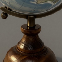 Globe terrestre de style vintage avec cadre en bois et métal, papier 17x14.5x25.5cm, décoration de bureau éducative, certifié CE, cadeau