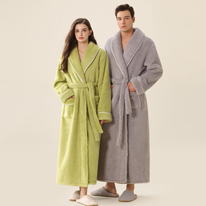 Accappatoio Pigiama Termico Lungo Extra Lungo in Pile Corallo con Scollo a <span class=keywords><strong>V</strong></span> per Donna e Coppie - Collezione Invernale - Product Image 3