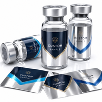 Étiquettes brillantes personnalisées pour petits flacons de peptides, autocollants imperméables pour bouteilles, pour l'emballage d'échantillons, service d'impression QR code et de lots OEM
