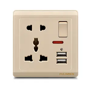 FULINMEN 13A 5 Pin USB doble marca personalizada montado en la pared de interruptores y tomas de corriente eléctrica