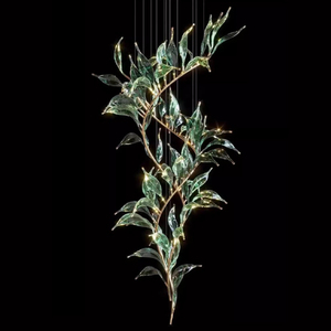 <span class=keywords><strong>Lustre</strong></span> en verre au design moderne en forme de feuille avec cristaux verts pour la décoration du salon ou du restaurant - Product Image 6