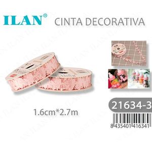 ริบบิ้นตกแต่ง Iln ขนาด 1.6 ซม. x 2.7 ม. สีชมพู แบบจับจีบ สำหรับห่อของขวัญและงาน DIY - Product Image 3