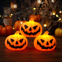 Ensemble de 3 lanternes citrouilles LED d'Halloween, lumières citrouilles suspendues en plastique, décoration orange pour le Festival des Fantômes