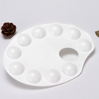 Palette de peinture ovale en plastique, 10 trous, plateau de mélange de couleurs, fournitures d'art pour étudiants et enfants, dessin, artisanat, peinture, 1 pièce