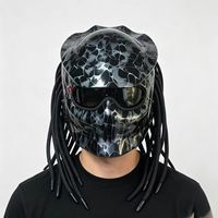 Casque intégral Predator Alien avec lumières LED de sécurité, visière laser, plastique ABS, design géométrique science-fiction, moto tout-terrain, homologué DOT