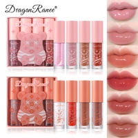 Gloss à lèvres végétalien en gros, lot de 4 gloss nacrés hydratants et repulpants à fines paillettes
