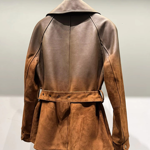 <span class=keywords><strong>Cappotto</strong></span> in pelle scamosciata alla moda da <span class=keywords><strong>donna</strong></span> aderente giacca doppiopetto giacca giacca in <span class=keywords><strong>camoscio</strong></span> a vita calda per l'autunno - Product Image 5