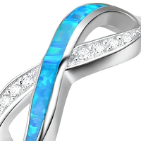 Bague infini en argent S925 avec opale, plaquée rhodium, pour femme, bijou d'anniversaire