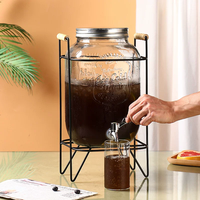 Pichet à jus en verre avec bec verseur, seau à boissons pour table de dessert, seau à limonade, seau à jus de buffet, seau à cola, stand à jus