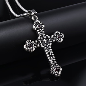 Collier pendentif croix <span class=keywords><strong>viking</strong></span> vintage hip-hop en acier inoxydable Tempusort pour homme, idéal pour le quotidien et les cadeaux, vente en gros - Product Image 1