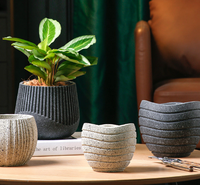 Jardinières rondes pour plantes d'intérieur Pots de plantes en béton en détresse extérieurs pour la maison jardin patio