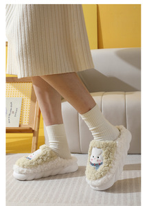 Pantuflas de algodón <span class=keywords><strong>para</strong></span> <span class=keywords><strong>mujer</strong></span>, novedad de invierno, bonitas, de dibujos animados, suaves, de felpa, con suela de PVC, <span class=keywords><strong>para</strong></span> el hogar, venta al por mayor - Product Image 6