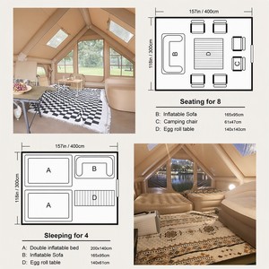 Carpa Inflable para Glamping de 12 m², Boca de Chimenea Resistente al Calor, Pared de Aire Impermeable de Oxford para 4 Estaciones, Camping al Aire Libre, Logotipo Personalizado - Product Image 5