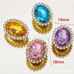 กระดุมอะคริลิคทรงรีประดับเพชรเทียม ขนาด 10x14 มม. ฐานสีทอง สำหรับตกแต่งเครื่องประดับ DIY - Product Image 3
