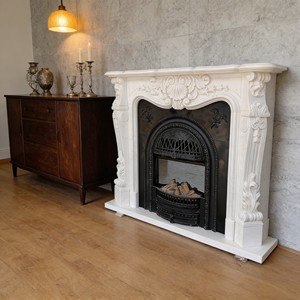 <span class=keywords><strong>Chimenea</strong></span> Eléctrica Blanca Moderna Personalizada, Mueble Decorativo para Sala de Estar de Villa de Lujo, Estilo Europeo Francés con Tallado en Piedra, Nueva - Product Image 3