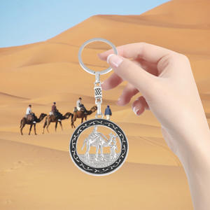 Porte-clés en métal de style <span class=keywords><strong>marocain</strong></span> personnalisés, porte-clés en émail avec chameau et palmier, cadeaux souvenirs personnalisés pour les voyages, promotion des boutiques - Product Image 2