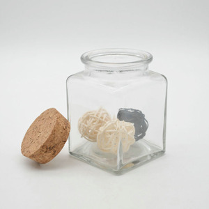 Customized 200ml glass storage jar with wooden cork