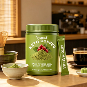 Café Keto Matcha en Polvo Instantáneo de Marca Privada OEM, Suplemento Natural para la Cetosis, 10g*10 Sobres, Frasco Redondo Verde Fresco - Product Image 3