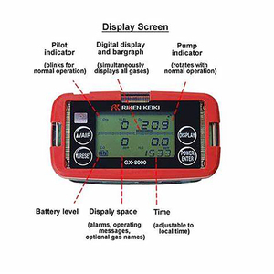 เครื่องตรวจจับก๊าซแบบปั๊มรีเคน เคกิ GX-8000 |   เครื่องตรวจวัด LEL, CO, H2S, O2 พร้อมปั๊มในตัว, จอ LCD ขนาดใหญ่, บันทึกข้อมูล, คุณภาพสูง - Product Image 4