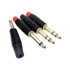 6.35mm Audio Plug Mono Stereo Red Black For Mixer <b>Speaker</b> <b>Microphone</b> Use - Product Image 1