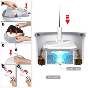 Masthome lavaggio a mano libera Rodo Giratorio panno Mop pavimento microfibra piatto Spin 360 Mop e secchio Set - Product Image 6