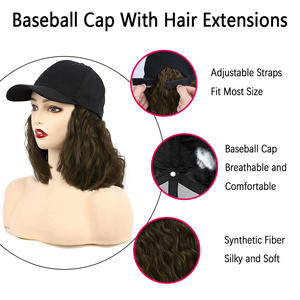 Peluca de gorra de béisbol con pelo sintético corto y rizado, ajustable para mujer, de 12 pulgadas, resistente al calor, con gorra de lona - Product Image 3