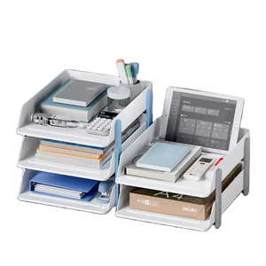 Porte-documents A4 à <span class=keywords><strong>3</strong></span> niveaux, support de rangement de fichiers de bureau, multifonctionnel et facile à assembler, support de rangement en plastique pour le bureau et les études - Product Image 5