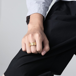 Celtic Knot <b>Titanium</b> Steel <b>Ring</b> For Men Gold Color Everyday Wear Jewelry - Product Image 3