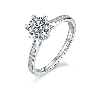 High End Personalizado Jóias Corte Brilhante Moissanite Anel De Prata Diamante 925 Vvs Noivado De Diamante Moissanite Anéis Para As Mulheres