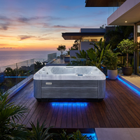 VIRLUX Spa carré moderne à haute efficacité énergétique avec chromothérapie LED, robinet cascade, certification CE, extérieur, 25 jets
