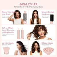 Sèche-cheveux personnalisé 6-en-1 multi-styler 2026 – Ensemble de brosses soufflantes ioniques haute vitesse pour soins et coiffage des cheveux