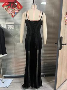 Robe longue de soirée élégante GX-2026, nouveau <span class=keywords><strong>style</strong></span> sexy à col en V, vêtements pour femmes, boutique, tenue de rue élégante, robe de soirée - Product Image 5