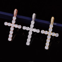 Pendentif Croix Hip Hop en Argent Sterling S925 pour Homme, Moissanite VVS, 2mm 3mm 4mm 5mm – Grande Vente