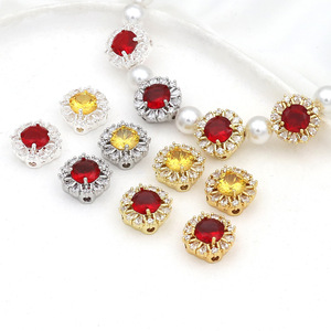 18k Gold Plated <b>Copper</b> Sunflower Zircon Jewelry Findings Multi Hole Diy <b>Bracelet</b> Necklace Components 14k Gold White Gold Silver - Product Image 2