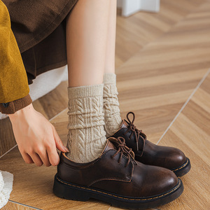 Calcetines de lana merino para mujer, calcetines MEDIOS DE Cachemira cálidos y gruesos para otoño e invierno, calcetines apilados de Color sólido de estilo japonés a la moda - Product Image 2
