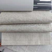 Rideaux occultants en tissu de lin brodé beige naturel, bloquant une partie de la lumière, de haute qualité