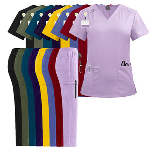 2024 사용자 정의 Oem 반팔 간호사 원피스 외과 유니폼 스크럽 유행 여성 여성 스판덱스 의료 스크럽 유니폼 - Product Image 2