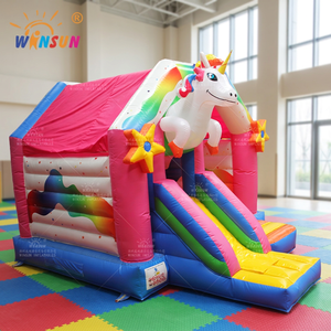 WINSUN Château gonflable licorne coloré avec toboggan pour enfants, de haute qualité, pour usage commercial extérieur, parc à thème - Product Image 6