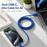 Cable Trenzado USB-C a USB-C, Cable de Carga Rápida PD Tipo-C para Teléfono, Laptop y Tablet