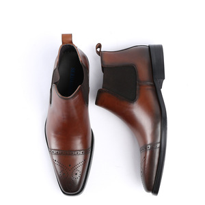 <span class=keywords><strong>Botas</strong></span> <span class=keywords><strong>de</strong></span> cuero genuino <span class=keywords><strong>de</strong></span> caña alta para <span class=keywords><strong>hombre</strong></span>, estilo británico, con punta y grabados, formales <span class=keywords><strong>de</strong></span> negocios, novedad 2026 - Product Image 3