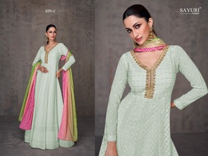 นักออกแบบคุณภาพสูงFaux Georgette Salwar KameezชุดAnarkaliพร้อมงานเย็บปักถักร้อยผ้าฝ้าย - Product Image 4