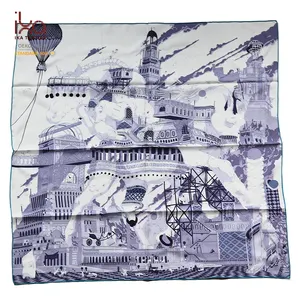 Screen Print Hand Rolled Brand Custom Pattern Silk Scarf Fashion Silk